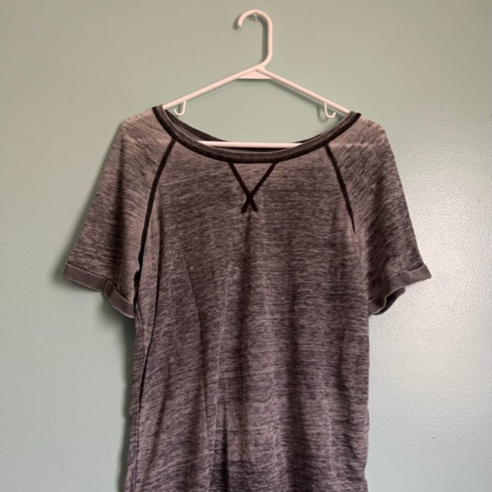 Short Sleeve Black/Gray Mineral-Wash Top